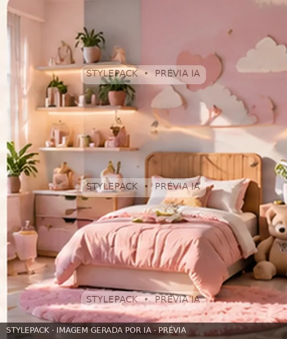 Cenário criado com IA: Quarto infantil