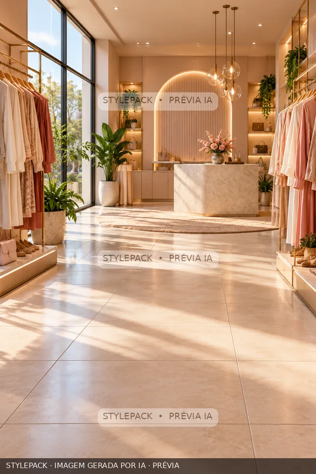 Cenário criado com IA: Boutique de moda